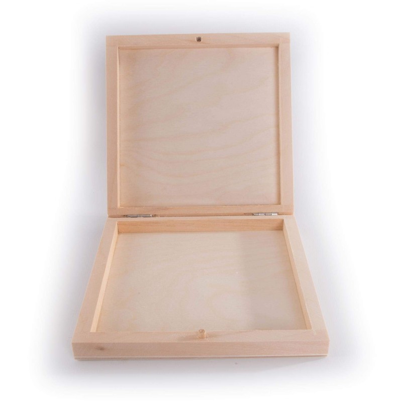 Small Square Decorative Wooden Box with Lid & Bolt Closure