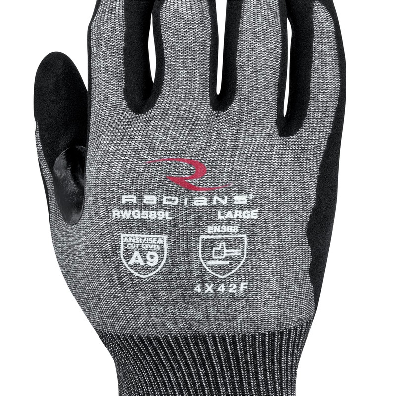 Radians Unisex Touchscreen Cut Level A9 Sandy Foam Nitrile Coated
