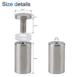 INCREWAY 8 Pcs Glass Standoff Screws, 25 x 50mm Stainless Steel Wall Mount Advertising Nails Wall Standoff Holder for Sign Displays