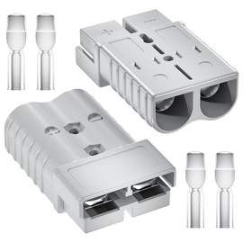 DMTVAL 350A Quick Connect Battery Connector Kit, Genderless Plug for 2/0 AWG Wire, 2 Pack Red Housing, Suitable for Car, Trailer, Winch, Forklift, Trolling Motor