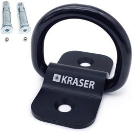 KRASER KR802 Motorcycle Ground Anchor, Anti-Theft, Wall Mounting, Garage, Bicycle Storage, Trailer Lock, Tipping Ring Diameter 14, Compact, Steel, 12.8 x 6.5, Includes Screws, Expansion Dowels
