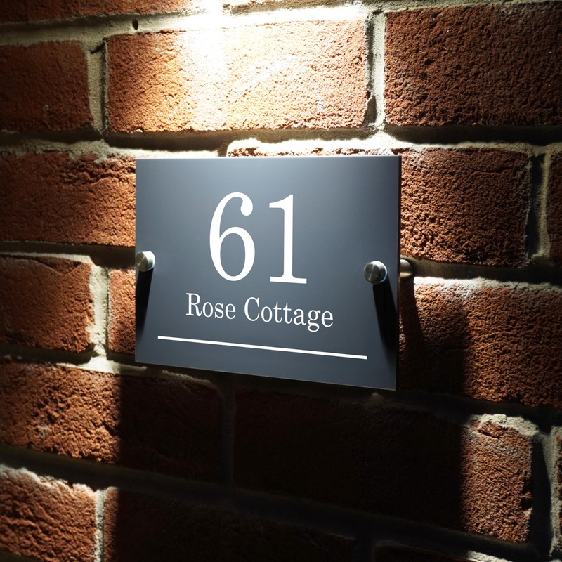 Badgemaster Modern Anthracite House Number Sign Plaque Stainless Steel Standoffs