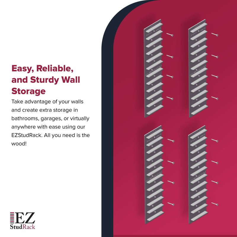 Made in USA EZStudRack Adjustable Shelf Brackets, 8-Pack (4 Pairs)