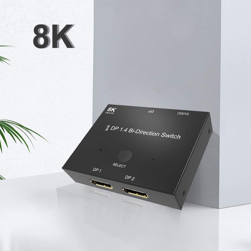 CABLEDECONN DisplayPort 8K DP 1.4スイッチ双方向Displayport分配器切替器8K @ 30Hz 4K @ 120Hz複数ソースおよびディスプレイ用スプリッターコンバーター。