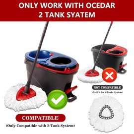 Easywring 2-Tank System, Replacement Heads for O-Ceda Mop Replace Head, Spin Mop Heads Replacements, Microfiber Spin Mop Refills, Easy Cleaning Head Replacement, White,3 PCS