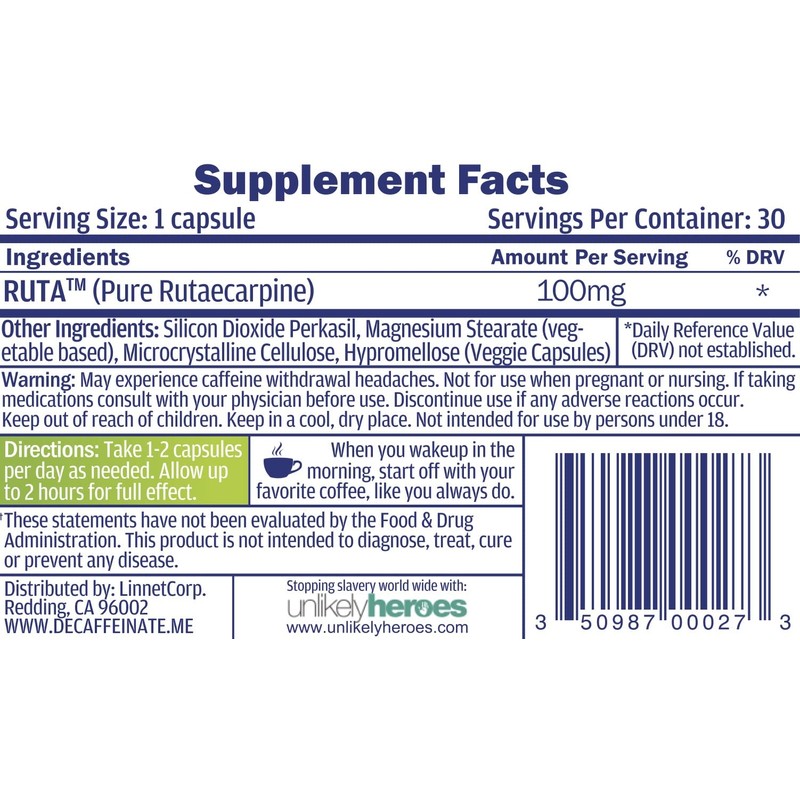 Daily De-Caffeinate: Advanced Caffeine Eliminator Supplement – Natural Acting Non-Addictive