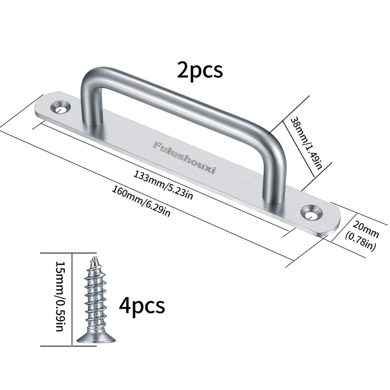 2 Pcs Barn Door Handles, Sliding Door Pull Handles, Stainless