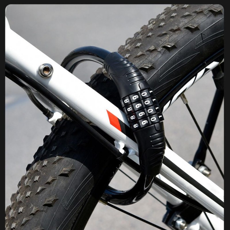 Bicycle Lock, Dial, Wire Lock, No Key Required, 4 Digit