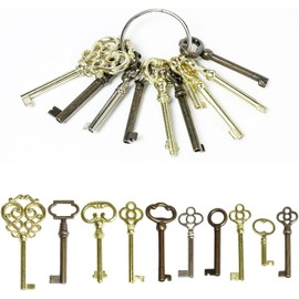 Universal Skeleton Key Set - 10-Piece Universal Skeleton Keys Replacement for Antique Furniture, Vintage Old Furniture, Antique Furniture，Old Style Cabinets, Dressers & Classic Doors