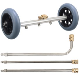 Hourleey Hourleey 2-in-1 Undercarriage Pressure Washer Cleaner, Power Washer Surface Cleaner, 4000 PSI Dual-Function Undercarriage Water Car Broom Attachment with 16 Inch 2 Pack Extension Wand (Silver)