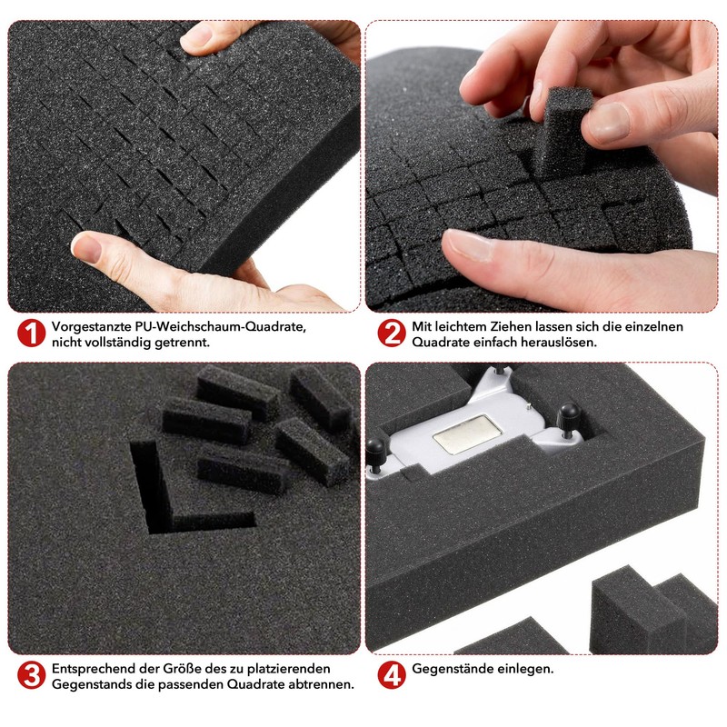 Pack of 2 Grid Foam Foam Black 405 x 305