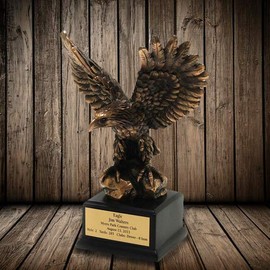 Bronze Golf Eagle Trophy with Free Engraved Plate