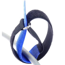 100 x 40 cm x 40 mm Resealable Velcro Cable Ties Blue with Metal Eyelet - Cable Velcro Tape 400 mm Reusable