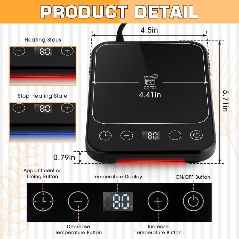 Upgraded Sourdough Starter Warmer, Precise 1°F Thermostat Control (70-100°F) Warming