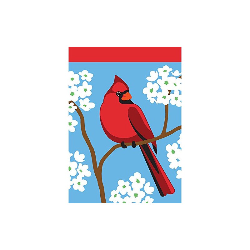 Perched Red Cardinal Springtime Blue 13 x 18 Rectangular Small