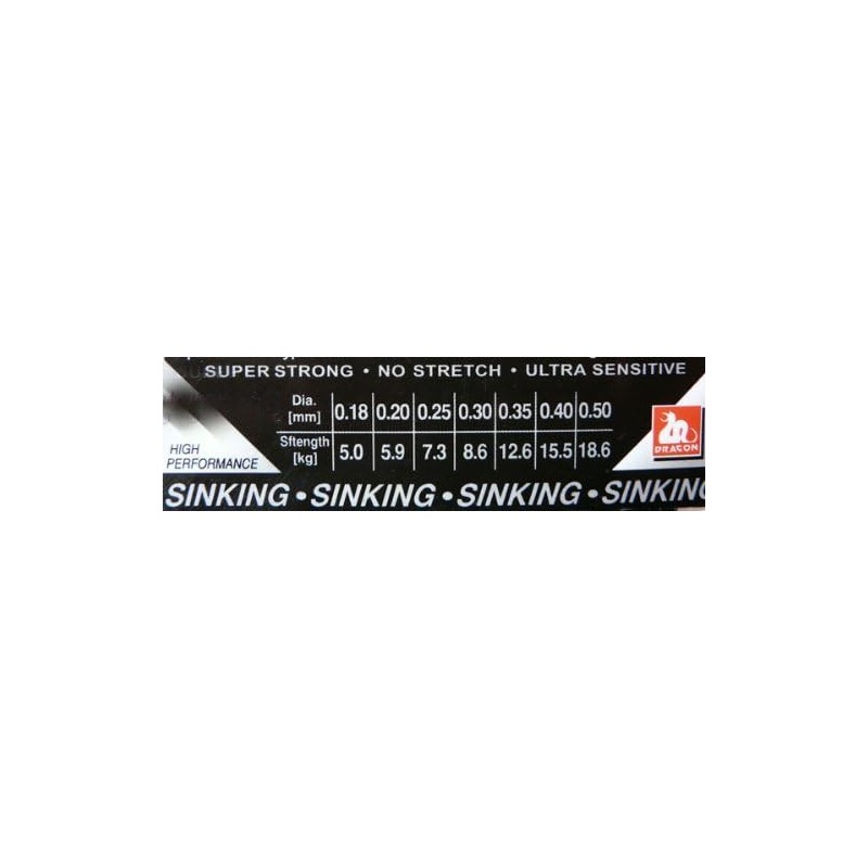 Fluorocarbon fishing line monofile line in various thicknesses.