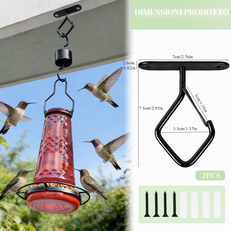 2 Ganci da Soffitto per Piante Sospese, 7.5 cm Ganci