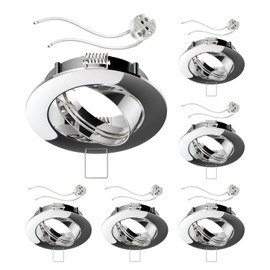 ledscom.de Circ Ceiling Mounting Frame Aluminium Pivoting Chrome (LED/Halogen/MR16/50 mm) with GU5.3 Socket Pack of 6