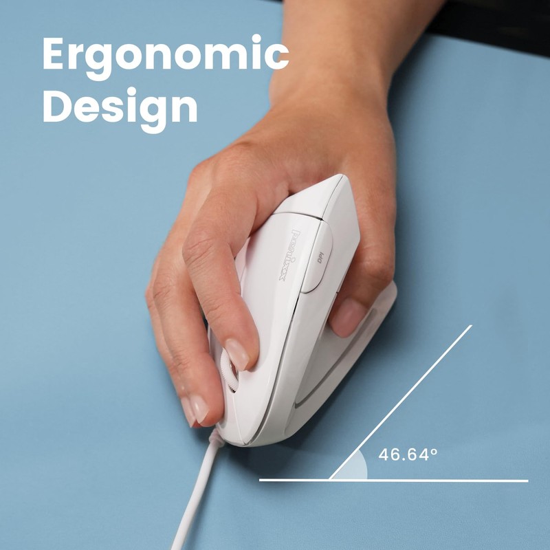 perixx PERIMICE-513W Wired Vertical USB White Mouse - 6 Buttons