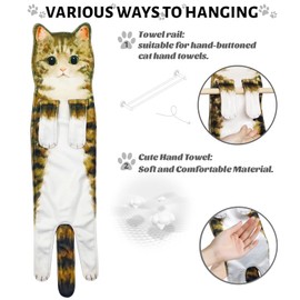 PAT JUUMG Funny Cat Hand Towels for Bathroom, Decorative Hanging Kitchen Towel,Super Absorbent Soft, Cat Gifts for Cat Lovers Gifts For Women/New Home Gifts(Dragon-Li)