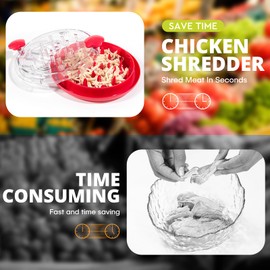 XXIV Solar terms Chicken Shredder, Meat Shredder Claws, Chicken Breast Shredder Tool Twist with Clear Top, Beef Shredder Machine with Cleaning Brush, Anti-Slip, Heat Resistant, Dishwasher Safe (Red)