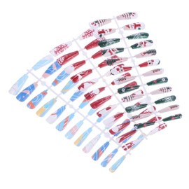 Healeved 3pcs Christmas Painted Nails Nail Covers Christmas Press on Nails Manicure Supplies Reindeer False Nail Cover Winter Manicure Tip Nail Salon Xmas Fake Nail Xmas Nail Tips Plastic