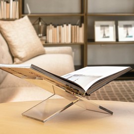 Acrylic Book Stand Book Holder 11 * 6 * 6 inch Cross Frame Open Book Clear Transparency Acrylic Magazine Textbooks Display Reading Stand for Cookbook Art Decoration Kitchen Coffee Shop Bar Table Home