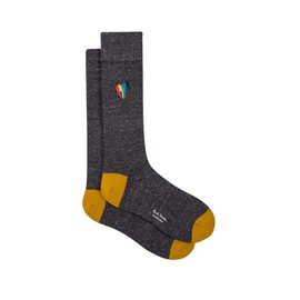 Paul Smith Bold Zebra Recycled Cotton Socks Grey Mustard Yellow Heel Toe. One Size