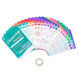 Tarjetas flash de farmacología de enfermería 2025 - Tarjetas de identificación de PVC impermeables y hojas de trucos - Guía de medicamentos de doble cara que cubre más de 80 clases para estudiantes