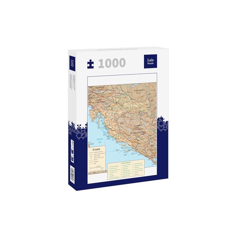 Lais Puzzle Physical Map Croatia 1000 Pieces