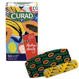 Curad Kendra Dandy Designer Adhesive Fabric Bandages (50 Count Variety Pack), 4 Colorful Patterns, 35 Standard & 15 XL