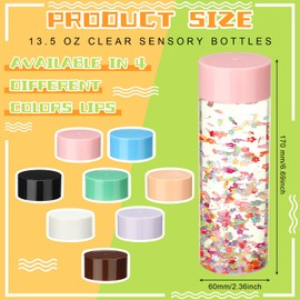 Hoolerry 16 Pcs Empty Plastic Sensory Bottles with Lids Reusable Clear Plastic Sensory Water Bottles for DIY Crafts Handmade Party Decoration(Grey,13.5 oz)