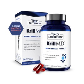 1MD Nutrition 1MD Nutrition KrillMD - Antarctic Krill Oil Omega 3 Supplement with Astaxanthin, EPA, DHA | 2X More Effective Than Fish Oil | 60 Softgels
