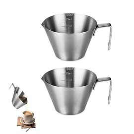 Yeanifeana 2 Vasos medidores de acero inoxidable: vaso medidor de espresso con escala, tazas de espresso de 100 ml con mango de acero noble, vaso medidor para bebidas de té con leche. (2)