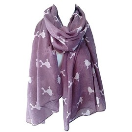 GlamLondon Poodle Print Scarf Dogs Fancy Puppies Breed Caniche Barbone Ladies Womens Wrap Shawl Sarong (Light Purple)