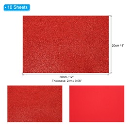 PATIKIL Red Shiny EVA Glitter Foam Sheet 11 x 8 Inch 2mm Thick Sparkle EVA Glitter Felt for Crafts DIY Project, 10 Pcs