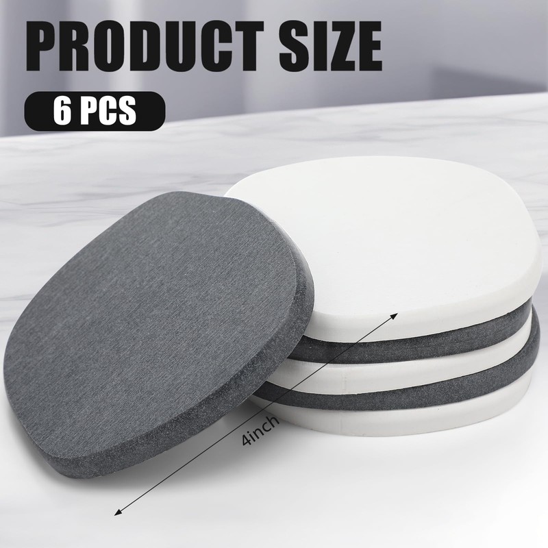 Diatomaceous Earth Coaster ，Set of 6，Unique White Absorbent Coasters for
