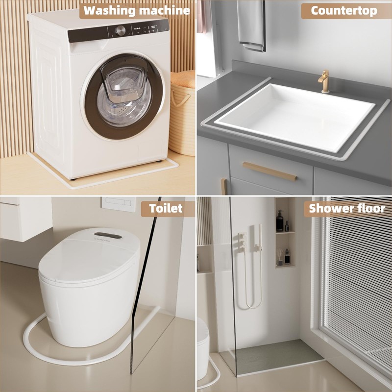 78” White Shower Threshold Water Dam Stopper for Dry and
