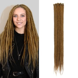 Dsoar 50 cm 20 Strands/Pack Synthetic Dreadlocks Extensions Thin 0.6 cm Crochet Braided Hair Soft Dreads Single Sided Dreadlocks Reggae Hip-Hop Hippie Style Light Brown