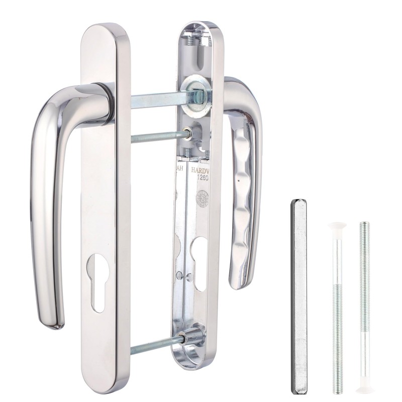 Hardver UPVC Front Door Chrome Handle Set, 92mm PZ 122mm,