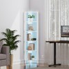 TUTOTAK 6-Tier Corner Bookshelf with LED Light,Corner Shelf for Small