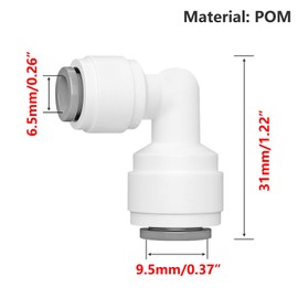Ctyjia 1 Pcs Water Purifier Fitting, 3/8" to 1/4" Elbow Push Fit Quick Connect, Ro Water Filter Fitting for Drinking Fountains, Filters