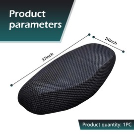 Titgoes Motorcycle Seat Cover, 37" x 24" Heat-insulating Heat-insulating Motorbike Scooter Moped Seat Cover, Honeycomb Breathable Scooter Seat Protect Pad, Universal for Motorcycles Bikes (Black #L)