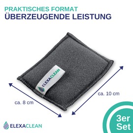 ELEXACLEAN Washing Up Sponge, Set of 3, Scourer, Washable & Reusable, Microfibre Kitchen Sponge for Tableware & Household, (10 x 8 cm, Anthracite)