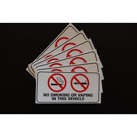 No Smoking in This Vehicle Sticker Set (6 Pack) Vinyl Decal 3" X 1.5" (X6PS13)