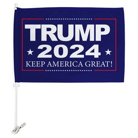 Keep America Great Again Car Flag Bandera Para Carros Republican Gifts Outdoor Cars Decorations for Window Clip Pole Mount Auto Decor Accessories MAGA Signs Trump 2024 Flag Made In USA
