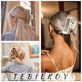 TEBIEKOY- Pinzas para el pelo extragrandes para mujer, pinzas rectangulares grandes irrompibles de 5 pulgadas para cabello grueso, pinzas para el pelo