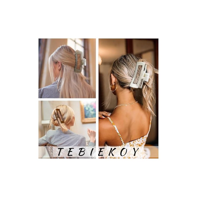 TEBIEKOY- Pinzas para el pelo extragrandes para mujer, pinzas rectangulares
