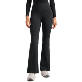 POPVIOLET Womens High Waisted Medical Flare Scrub Pants 31" - 7 Pockets Wide Leg Bootcut Yoga Scrub Leggings Work Pants Black X-Large