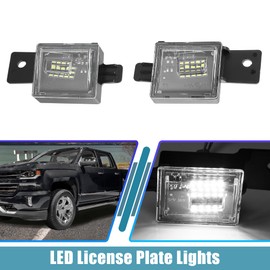 X AUTOHAUX LED License Plate Light Tag Lamp Assembly for Chevy Silverado 2014-2022 for GMC Sierra 2015-2021 Colorado Full LED Rear Number License Plate Lamp White Light 2pcs